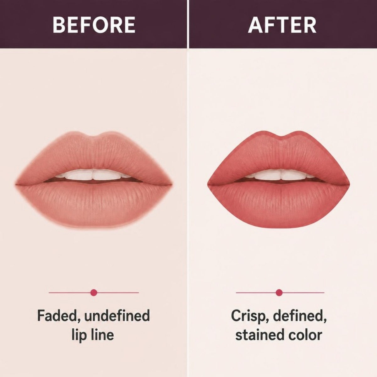 Before and after: faded vs defined lip line