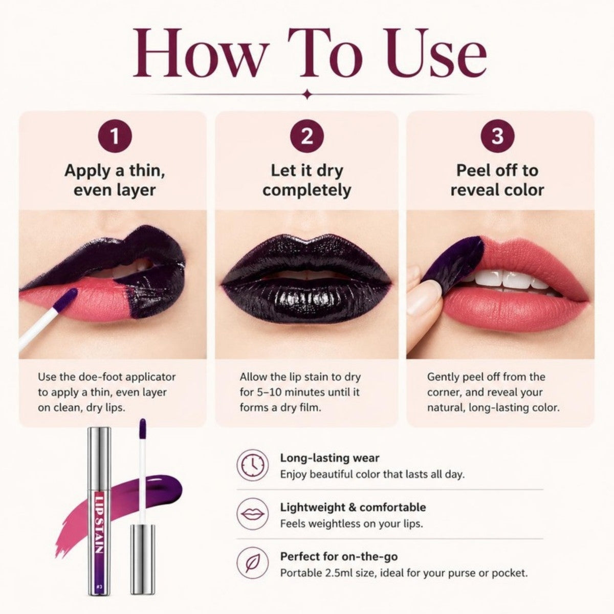 How to use the peel-off lip stain
