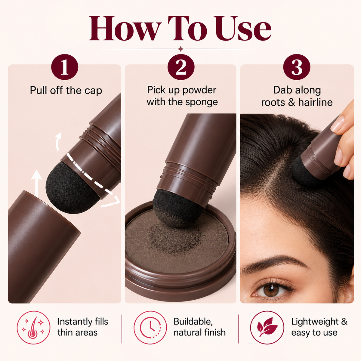 Stick di cipria per l’attaccatura dei capelli Haloline – Rinfresco per radici e contorno dei capelli